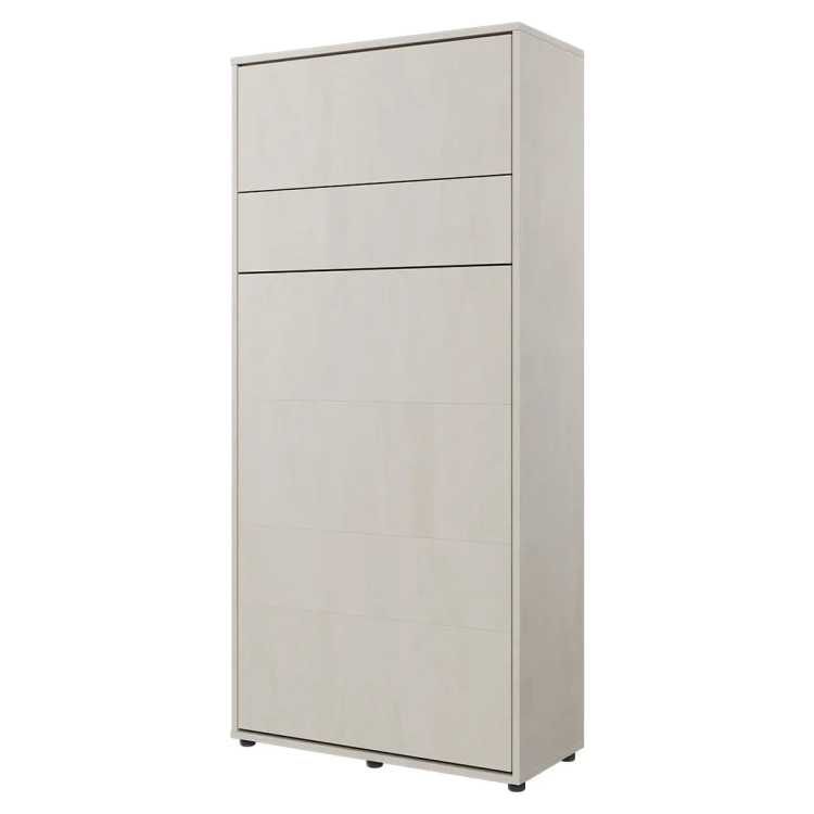 Łóżko chowane z regałem Teen Flex 90x200 cm, kolor silk flou, nowoczesny styl, półkotapczan pionowy dla dziecka, idealne do małych pokoi młodzieżowych, funkcja składania i możliwość doposażenia w LED.