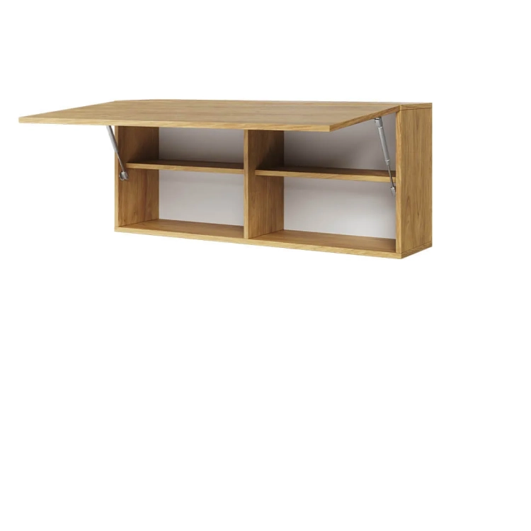 Szafka wisząca Teen Flex Hikora, 102x45x27 cm, naturalny kolor hikory, 4 półki, bezuchwytowe fronty, nowoczesny design. Idealna do pokoju młodzieżowego.