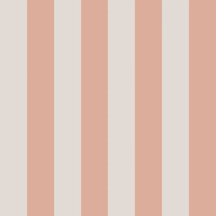 Tapeta w pasy szaro-łososiowe – Portofino Stripes Pink Tapeta, ekologiczna, 280x100 cm, subtelne pasy w odcieniach szarości i łososia, idealna do pokoju dziewczynki.