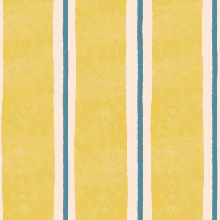 Tapeta w pasy żółto-niebieskie – Stripes Draw Yellow Blue, ekologiczna, 280x50 cm, żywe żółte i delikatne niebieskie pasy, idealna do pokoju dziecka.