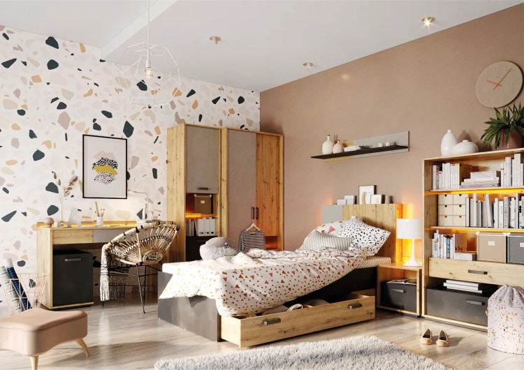 meble w stylu loft z drewnem dla chłopca
