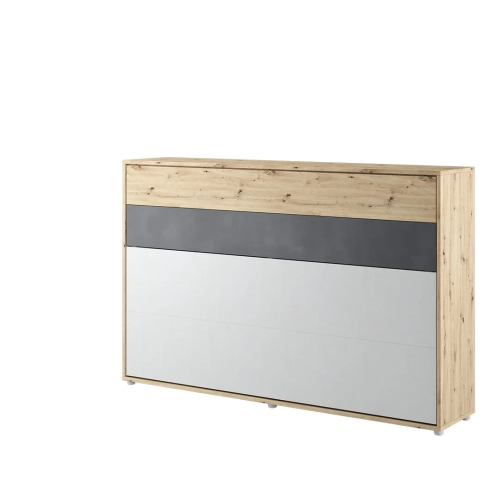Półkotapczan poziomy Concept Junior CJ-03 z materacem 120x200, w kolorach dąb artisan, surowa stal i silk flou – idealne rozwiązanie do pokoju młodzieżowego lub sypialni.