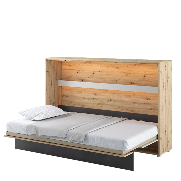 Półkotapczan poziomy Concept Junior CJ-03 z materacem 120x200, w kolorach dąb artisan, surowa stal i silk flou – idealne rozwiązanie do pokoju młodzieżowego lub sypialni.