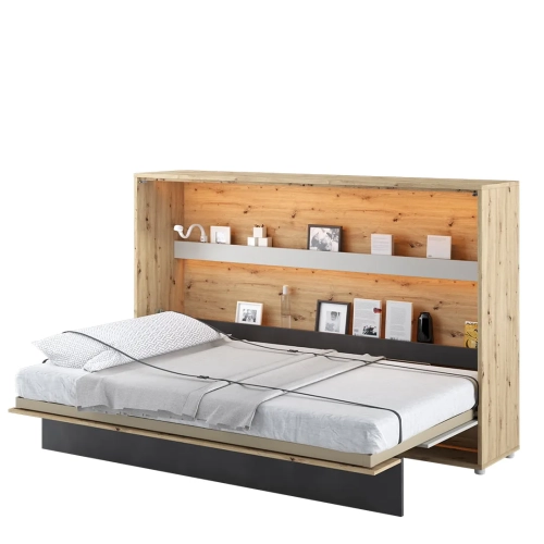 Półkotapczan poziomy Concept Junior CJ-03 z materacem 120x200, w kolorach dąb artisan, surowa stal i silk flou – idealne rozwiązanie do pokoju młodzieżowego lub sypialni.