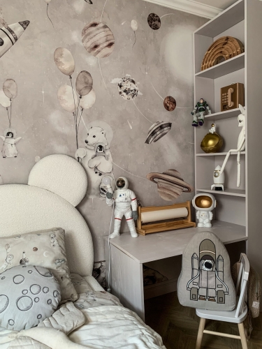 tapeta polarny kosmos, tapeta galaktyczna z planetami, mural kosmiczny dla dzieci, tapeta wszechświat, tapeta kosmos dla chłopca