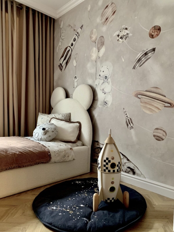 tapeta polarny kosmos, tapeta galaktyczna z planetami, mural kosmiczny dla dzieci, tapeta wszechświat, tapeta kosmos dla chłopca