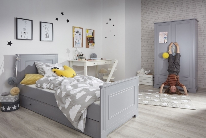 biurko dla dziecka szare Ines Elegant White Bellamy, stylowe biurko do pokoju dziecka, białe biurko dla nastolatki
