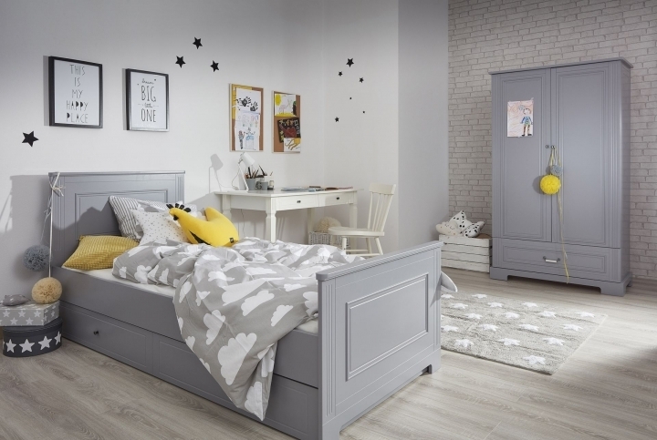 biurko dla dziecka szare Ines Neutral Grey Bellamy, stylowe biurko do pokoju dziecka, biurko dla nastolatki