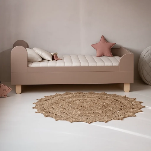 łóżko 80x160 cm brązowe na drewnianych nóżkach, basic truffle