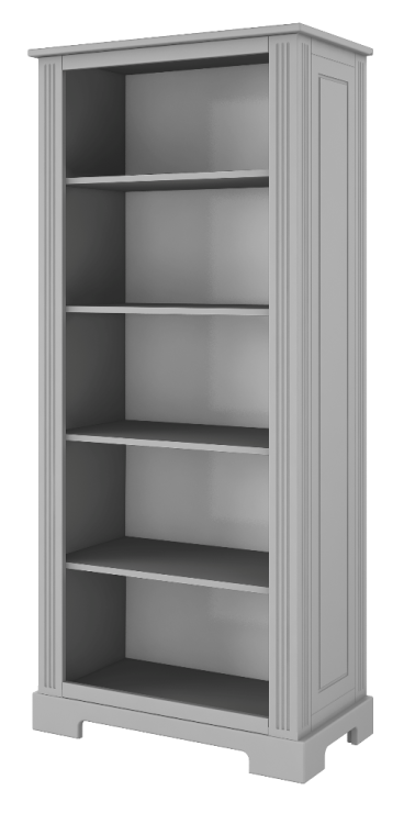 regał Ines Neutral Grey z 5 półkami, szary regał MDF do pokoju dziecięcego, elegancki regał Bellamy z regulowanymi półkami