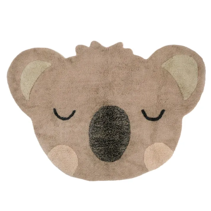 dywan dziecięcy Little Olsen Miś Koala 80x120 cm, jasnobrązowy, bawełniany, ręcznie tuftowany, antypoślizgowy, do pokoju chłopca lub dziewczynki