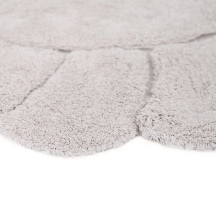 dywan dziecięcy Gabrielle okrągły 110 cm, 100% bawełna, naturalny écru, z wykończeniem w płatki, prany w pralce, certyfikat OEKO-TEX