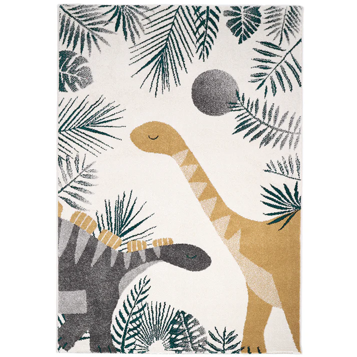dywan dziecięcy Sensaku Dinosaurs 120x170 cm, z motywem dinozaurów, wodoodporny i antybakteryjny, wykonany w Belgii, certyfikowany OEKO-TEX