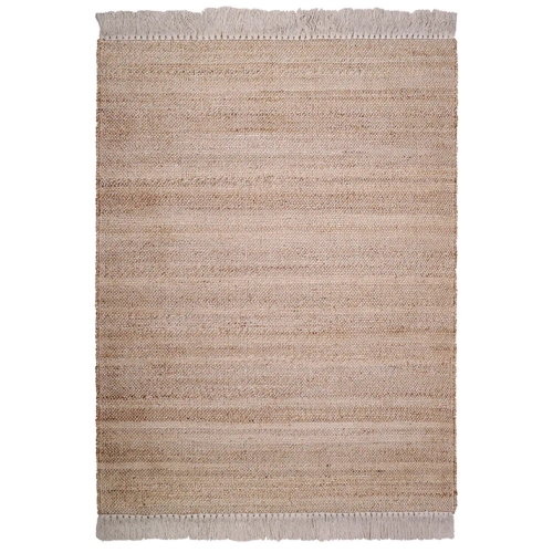dywan naturalny Lenny 110x170 cm, juta i bawełna, ręcznie tkany, w kolorach naturalnego beżu i ecru, styl boho i skandynawski