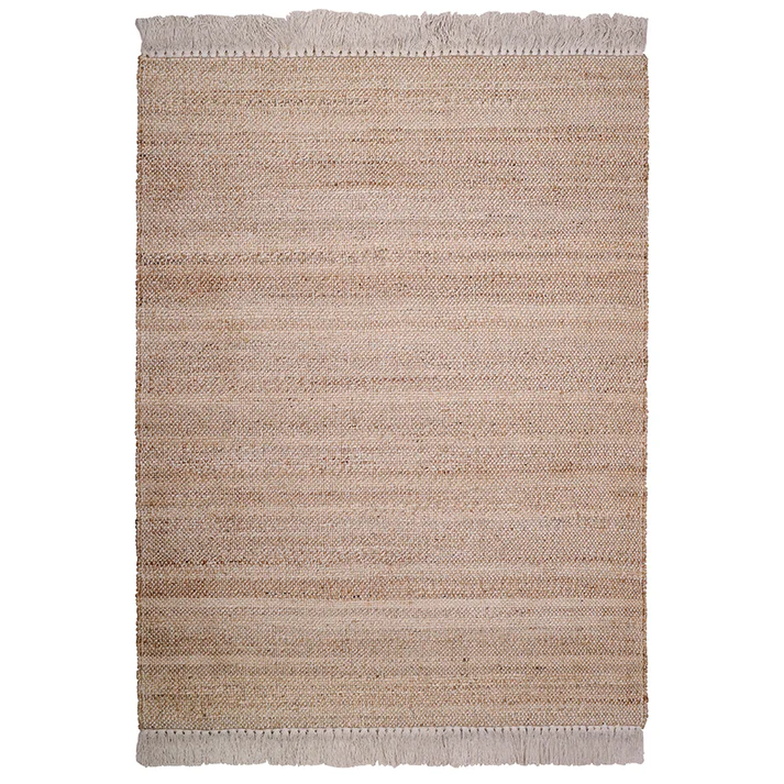 dywan naturalny Lenny 110x170 cm, juta i bawełna, ręcznie tkany, w kolorach naturalnego beżu i ecru, styl boho i skandynawski