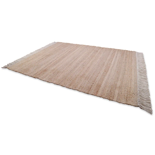 dywan naturalny Lenny 110x170 cm, juta i bawełna, ręcznie tkany, w kolorach naturalnego beżu i ecru, styl boho i skandynawski