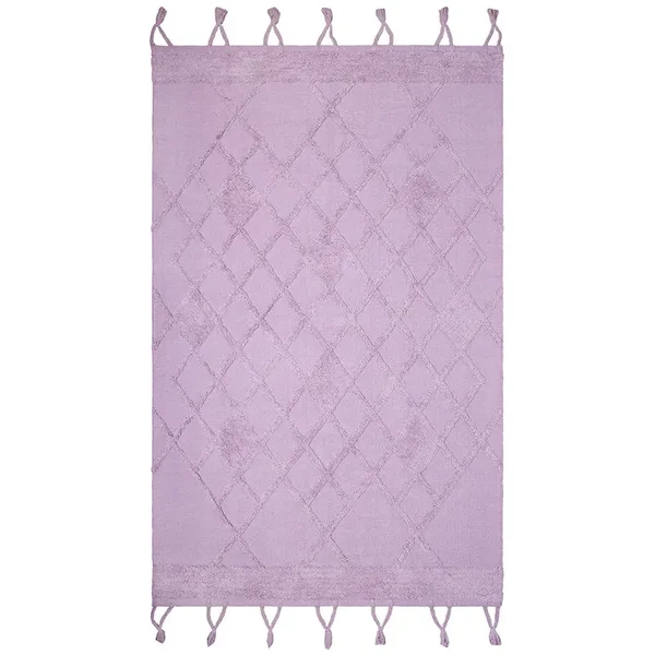 dywan dziecięcy Eemee Purple 110x170 cm, bawełniany w kolorze delikatnego fioletu, ręcznie tuftowany, z antypoślizgowym spodem, do pokoju dziewczynki
