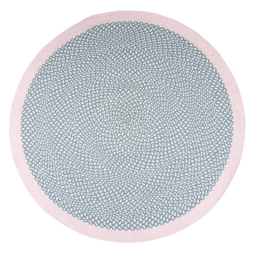 dywan dziecięcy Brenda Pink okrągły 120 cm, bawełniany, w kolorach ecru, szarym i różowym, ręcznie tkany, styl skandynawski, nowoczesny.jpg