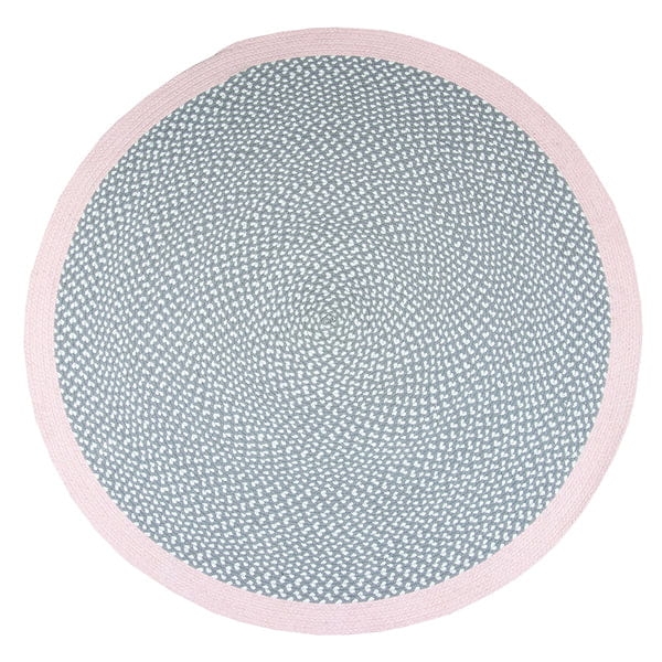dywan dziecięcy Brenda Pink okrągły 120 cm, bawełniany, w kolorach ecru, szarym i różowym, ręcznie tkany, styl skandynawski, nowoczesny.jpg