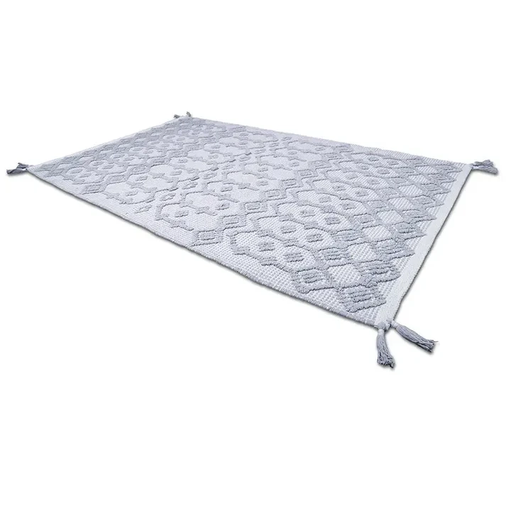 dywan dziecięcy Blonder Gray 110x170 cm, ręcznie tkany, naturalne ecru i szarość, miękki bawełniany dywan do pokoju dziecka
