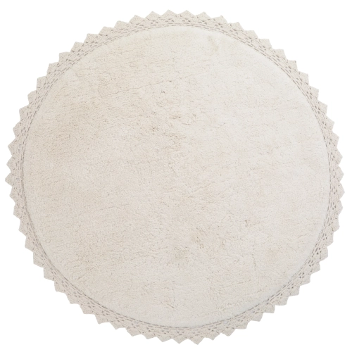 okrągły dywan dziecięcy ecru z wykończeniem szydełkowym średnica 110 cm Lamps&Company