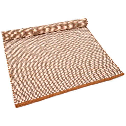 dywan retro karmelowy z ecru wełną 70x130 cm do sypialni lub pokoju dziecka