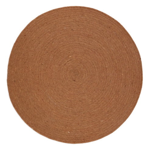 dywan okrągły musztardowy mango naturalny ręcznie robiony z wełny i bawełny średnica 160 cm styl boho do pokoju dziecka