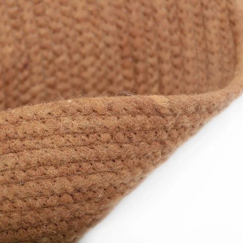dywan okrągły musztardowy mango ręcznie robiony z wełny i bawełny średnica 110 cm styl boho do pokoju niemowlęcia