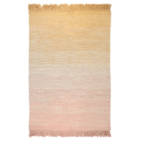 dywan prostokątny bawełniany pastelowy żółto-różowy rozmiar 100x150 cm dla dziewczynki styl boho