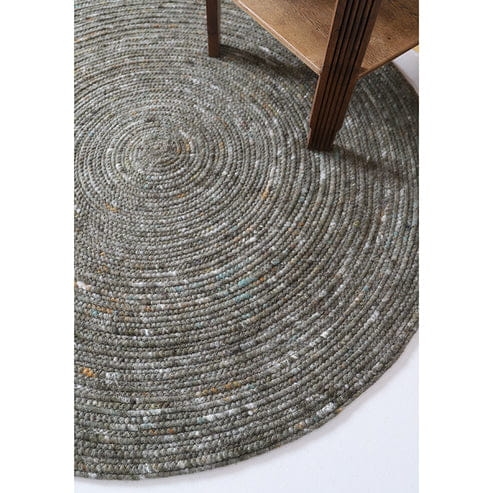 dywan okrągły zielony oliwkowy naturalny ręcznie robiony z wełny i bawełny średnica 110 cm styl boho do pokoju dziecka
