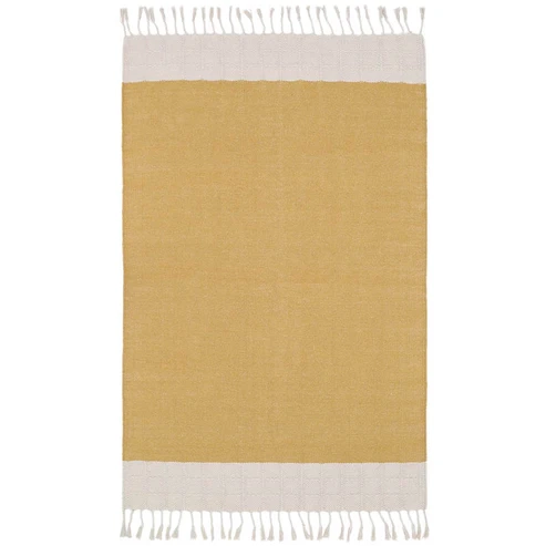 dywan prostokątny musztardowy z ecru bawełniano-poliestrowy 100x150 cm dla dzieci w stylu boho