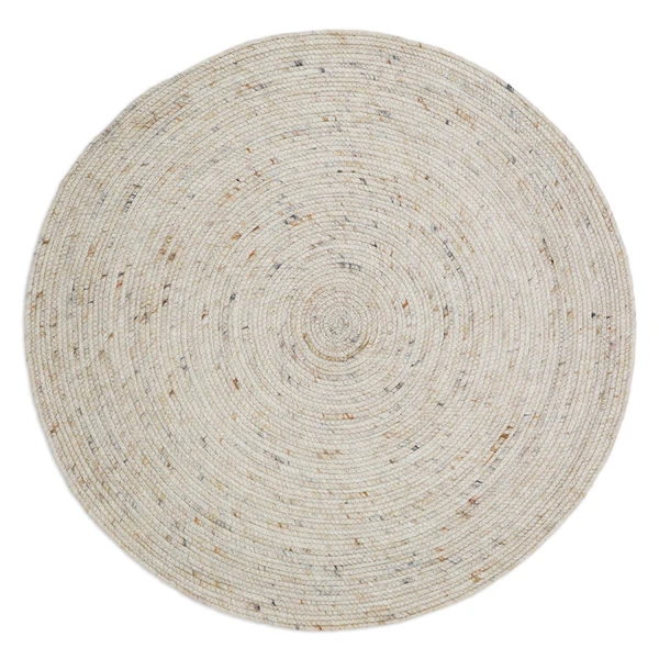 dywan okrągły beżowy naturalny ręcznie robiony z wełny i bawełny średnica 110 cm styl boho do pokoju dziecka