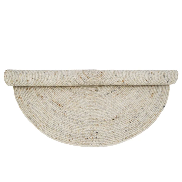 dywan okrągły beżowy naturalny ręcznie robiony z wełny i bawełny średnica 110 cm styl boho do pokoju dziecka