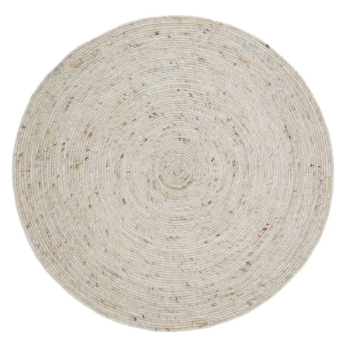 dywan okrągły beżowy naturalny ręcznie robiony z wełny i bawełny średnica 140 cm styl boho do pokoju dziecka