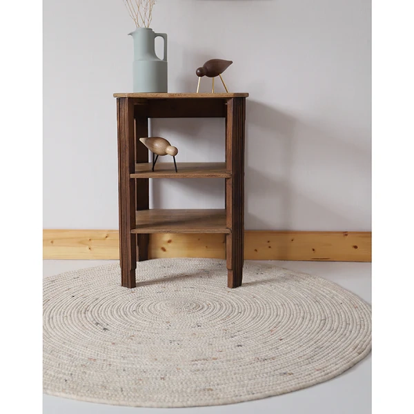 dywan okrągły beżowy naturalny ręcznie robiony z wełny i bawełny średnica 160 cm styl boho do pokoju dziecka