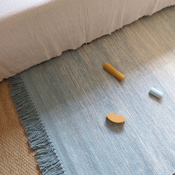 dywan prostokątny bawełniany niebiesko-aqua rozmiar 100x150 cm dla chłopca styl boho