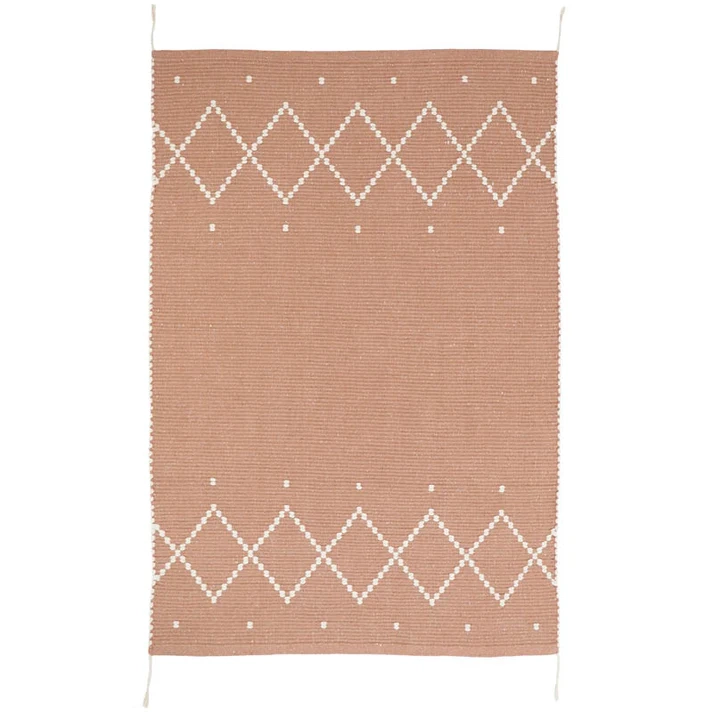 dywan prostokątny róż gliniany ecru 100x150 cm bawełniano-poliestrowy dla dziecka w stylu boho