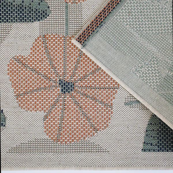 dywan dziecięcy prostokątny 115x170 cm z kwiatowym wzorem, styl boho, polipropylenowy, na taras i do pokoju