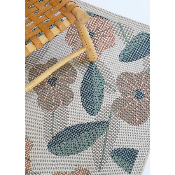 dywan dziecięcy prostokątny 115x170 cm z kwiatowym wzorem, styl boho, polipropylenowy, na taras i do pokoju