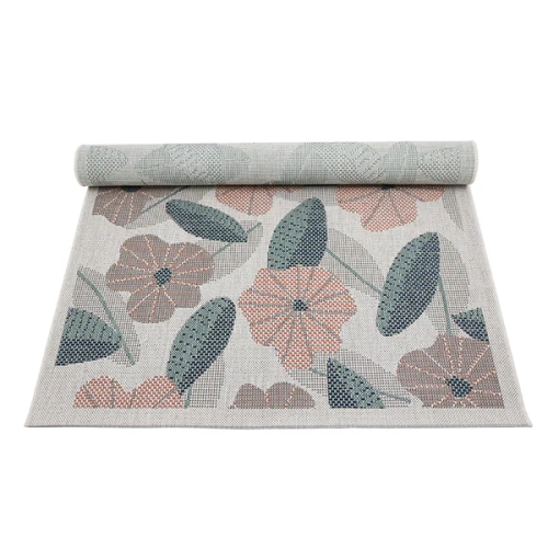 dywan dziecięcy prostokątny 115x170 cm z kwiatowym wzorem, styl boho, polipropylenowy, na taras i do pokoju