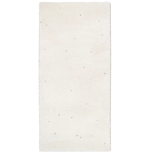 dywan 67x130 cm z recyklingu w kolorze ecru z czarnym wzorem, miękki jak wełna, nowoczesny i ekologiczny
