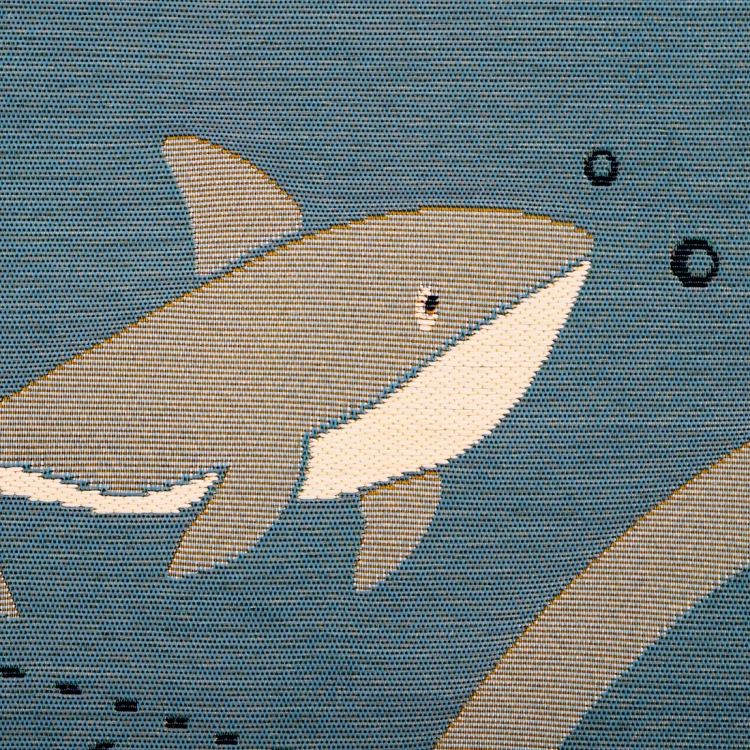 mata do zabawy z morskimi zwierzętami w odcieniach niebieskiego, dywan dziecięcy ocean rekin ośmiornica, płaska mata do pokoju dziecięcego, dywan outdoor Little Ocean 123x180 cm, mata edukacyjna z rybkami i żółwiem