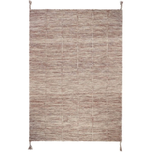 dywan retro wełniany 100x140 cm w odcieniach różu i beżowego brązu z pionowymi prążkami