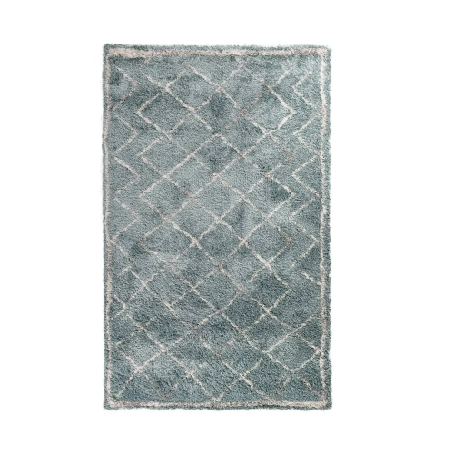 dywan miętowy boho Nomadic Mint 120x170 cm w pastelowym odcieniu mięty z geometrycznym wzorem, miękki i sprężysty, idealny do nowoczesnych i boho wnętrz