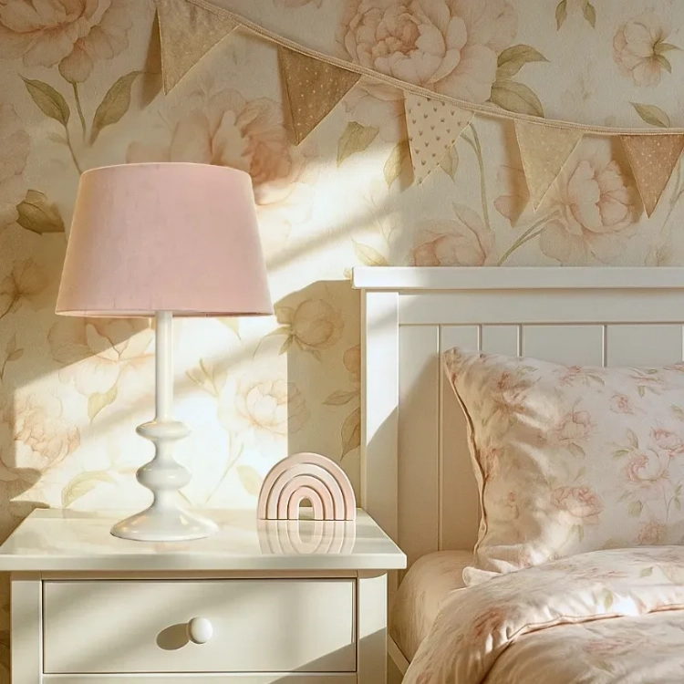 lampka nocna w stylu vintage, pudrowy róż