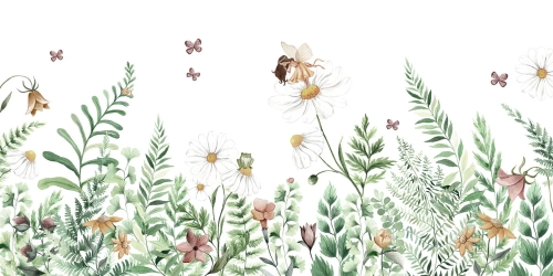 tapeta botaniczna w stylu baśniowym do pokoju dziewczynki