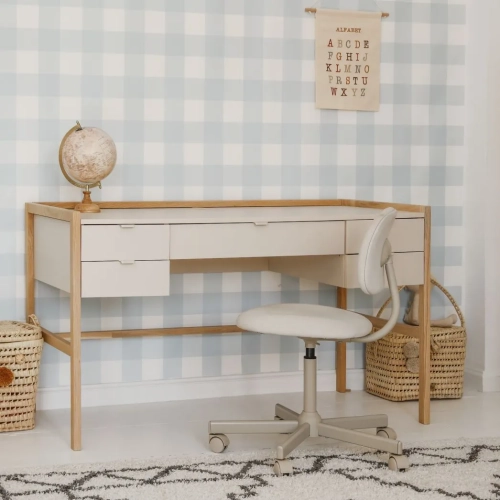 nowoczesne biurko beżowe Versa 132x60 cm do pokoju dziecka i nastolatka