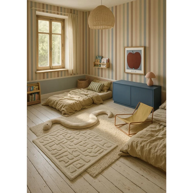 ekologiczna tapeta Stripes Neutral, papier flizelinowy, pasy do pokoju chłopca