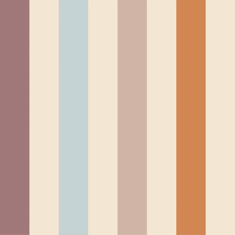 pastelowa tapeta Stripes Warm, wąskie pasy w ciepłych kolorach, aranżacja pokoju dziecka