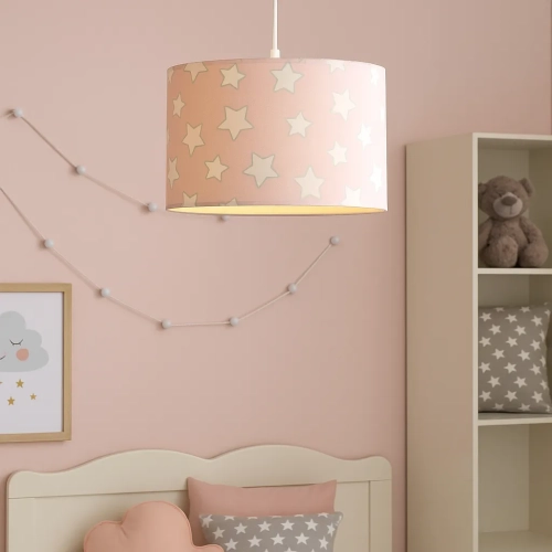 piękna lampa sufitowa różowa w gwiazdki dla dziewczynki